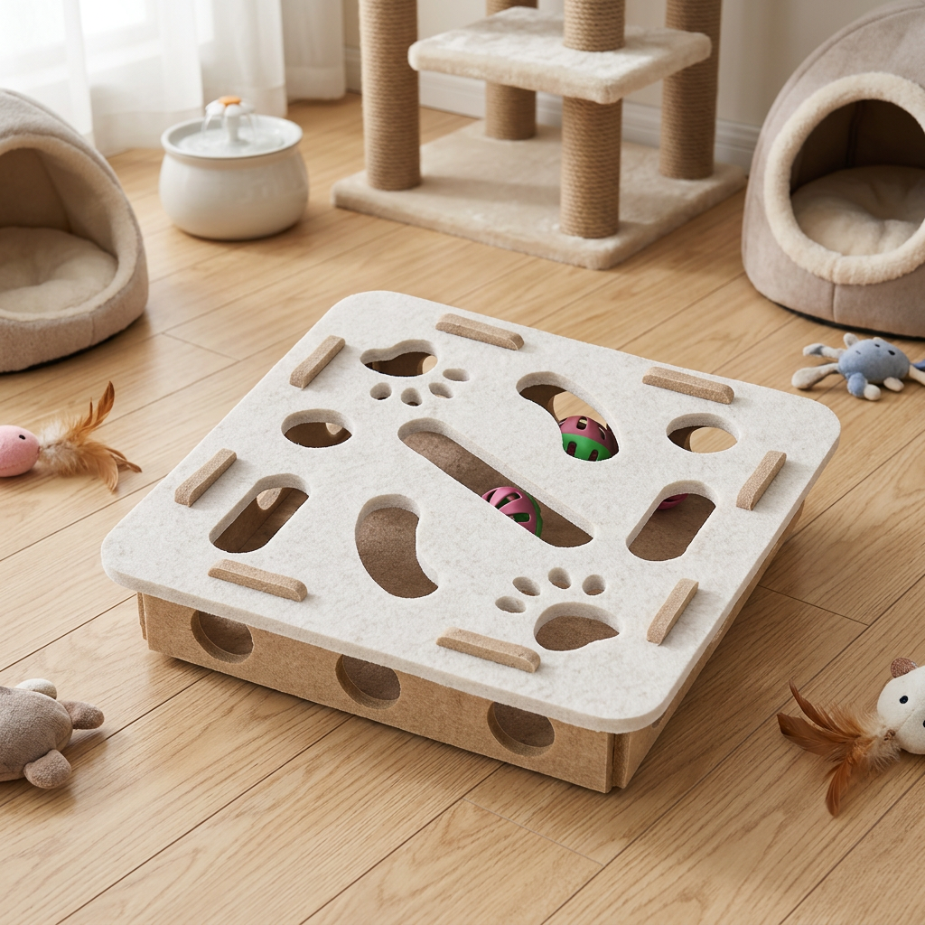 Interactive Cat Puzzle Felt Box Toy