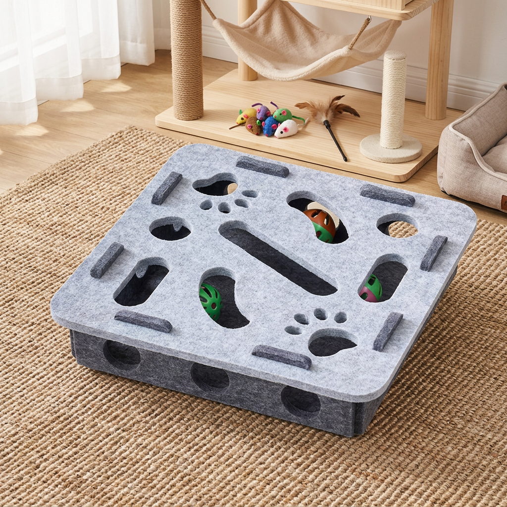 Interactive Cat Puzzle Felt Box Toy