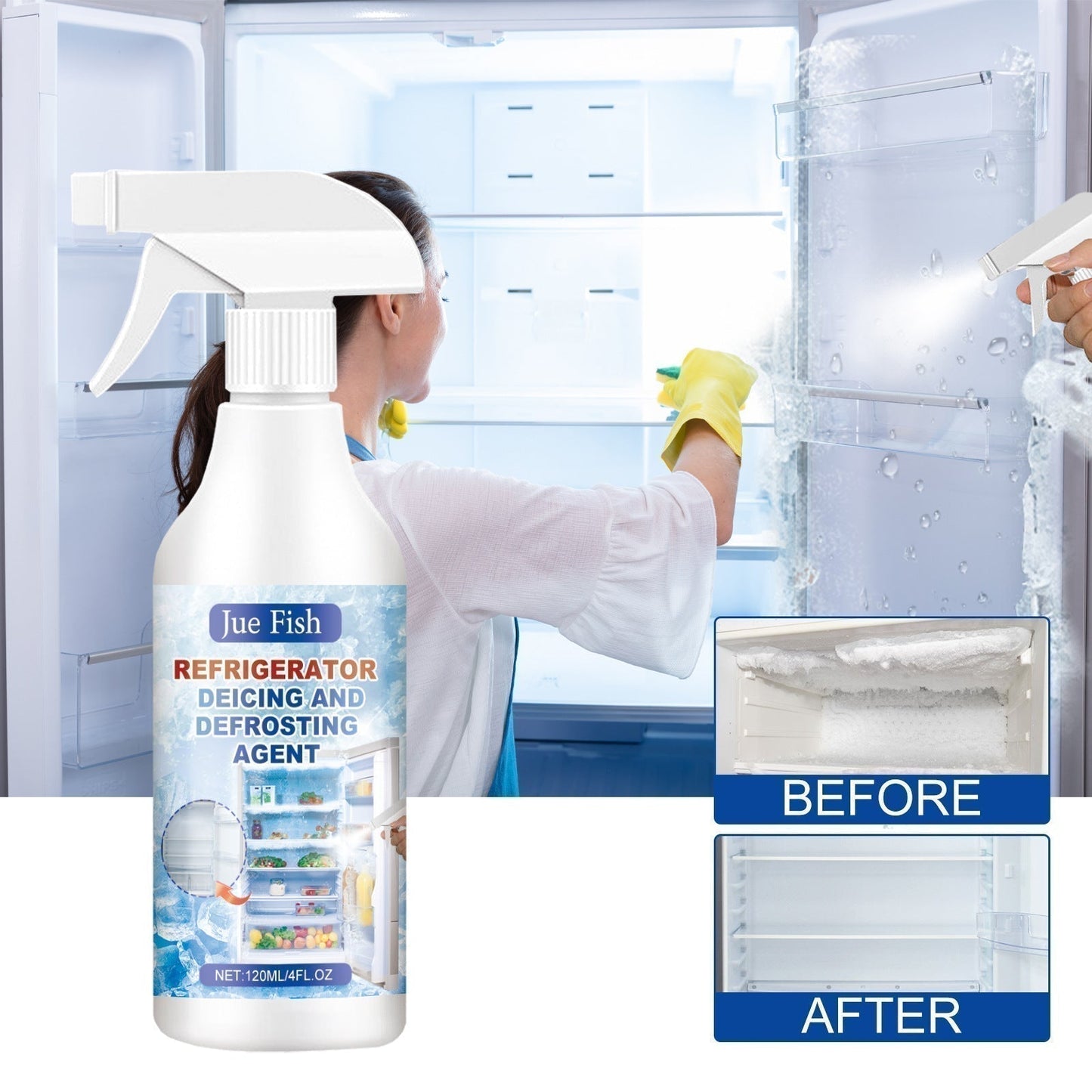 ⏳LAST DAY - Buy 2 Get 1 Free!!🧊Defrosting Spray for Fridge Freezer🎁 Includes Free Spatula