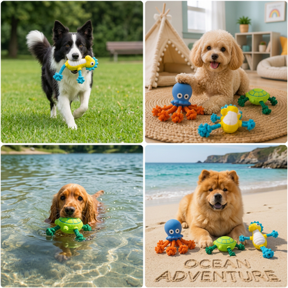 Durable Floating Dental Latex & Rope Dog Toy