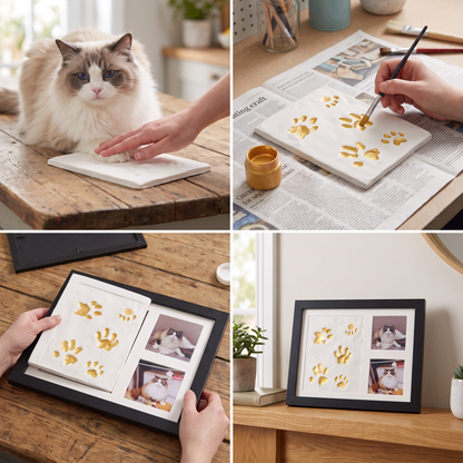 DIY Pet Paw Print Keepsake Frame Kit – Paw Impression & Photo Display